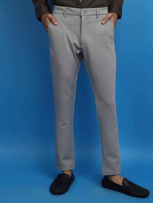 men mid rise checkered chinos casual trouser - 20572602 - Very Small Image - 1