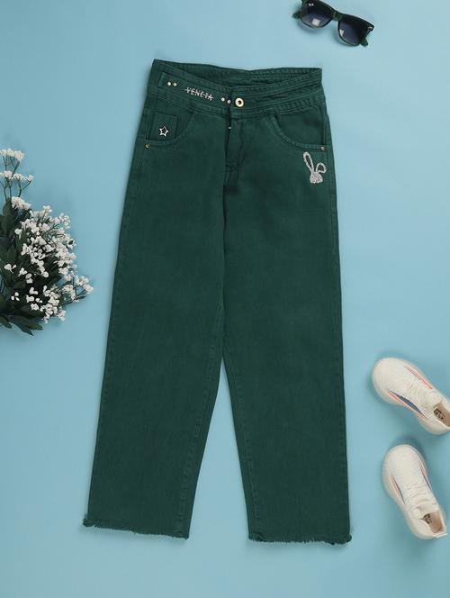 solid green detailed denim jeans - 20572710 - Very Small Image - 1