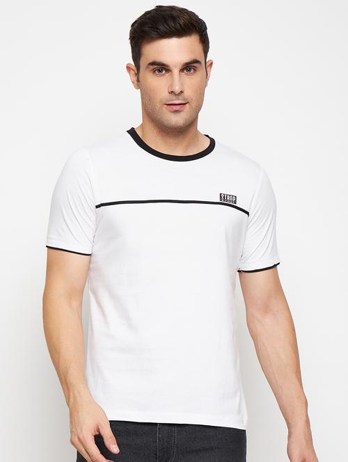 men round neck placement print t-shirt - 20573537 - Very Small Image - 1