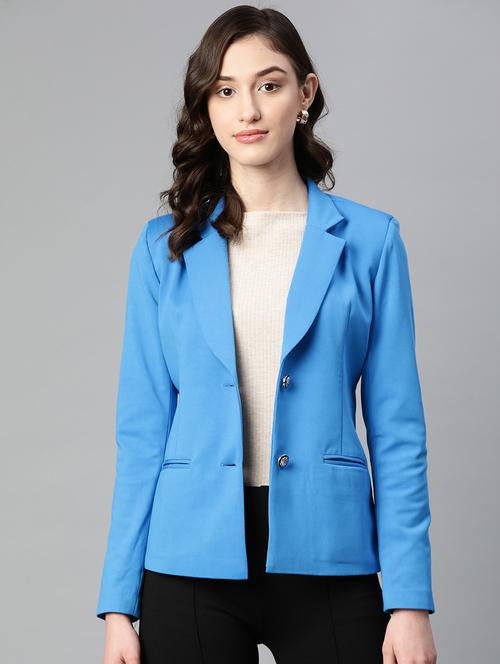 women solid lapel collar blazer - 20573653 - Very Small Image - 1