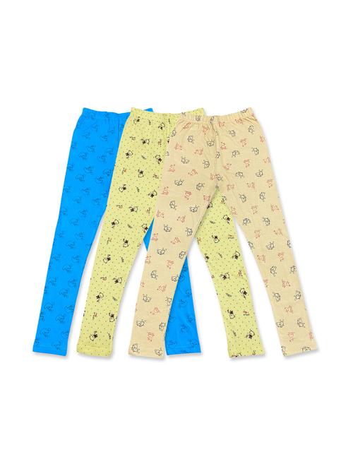 girls pack of 3 multi coloured printed leggings - 20574082 - Very Small Image - 1