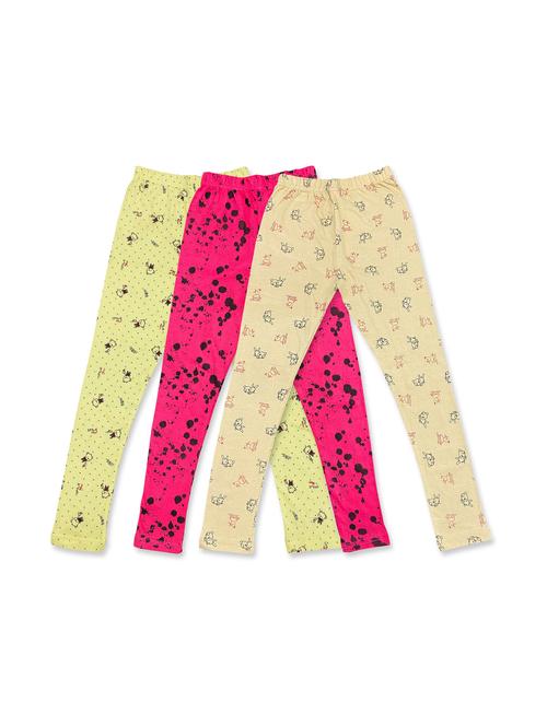 girls pack of 3 multi coloured printed leggings - 20574087 - Very Small Image - 1