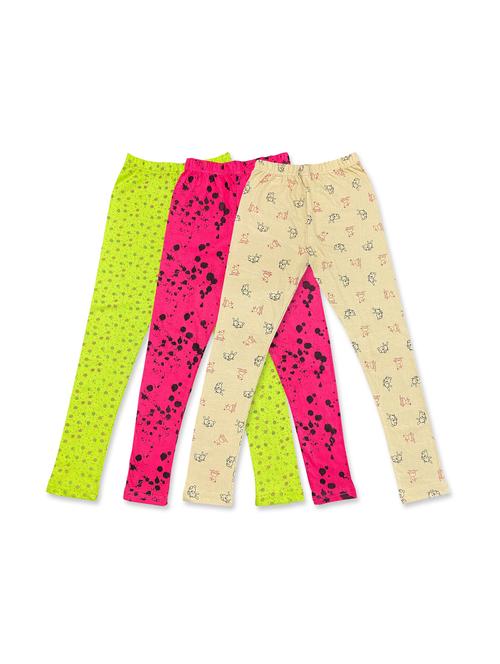 girls pack of 3 multi coloured printed leggings - 20574094 - Very Small Image - 1