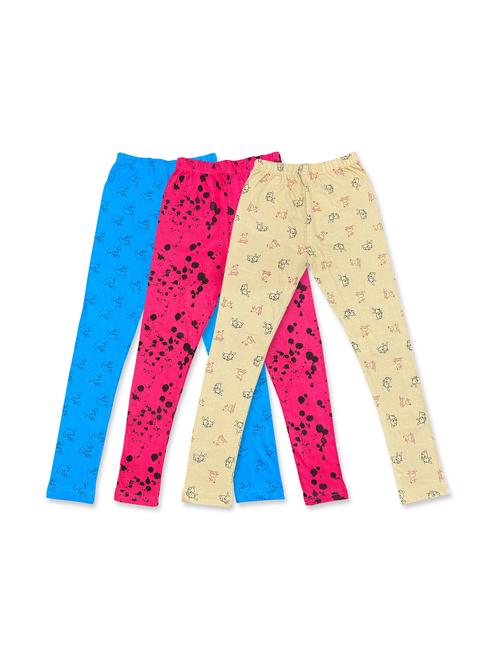 girls pack of 3 multi coloured printed leggings - 20574105 - Very Small Image - 1