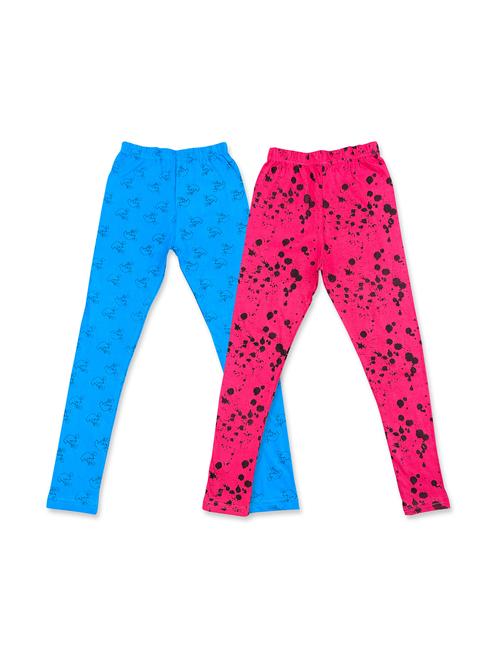 girls pack of 2 multi coloured printed leggings - 20574120 - Very Small Image - 1