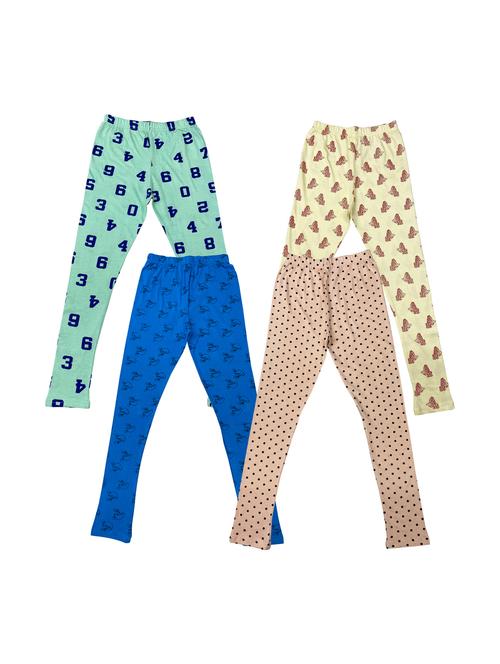 girls pack of 4 multi coloured printed leggings - 20574147 - Very Small Image - 1