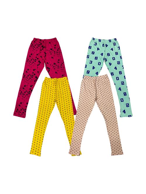 girls set of 4 multi color printed leggings - 20574174 - Very Small Image - 1