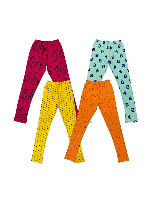 girls set of 4 multi color printed leggings - 20574175 - Very Small Image - 1