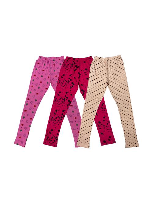 girls set of 3 multi color printed leggings - 20574208 - Very Small Image - 1