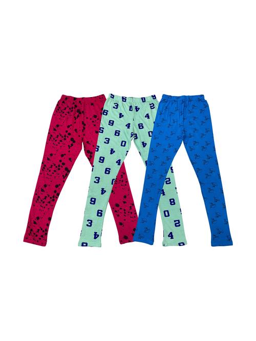 girls set of 3 multi color printed leggings - 20574244 - Very Small Image - 1