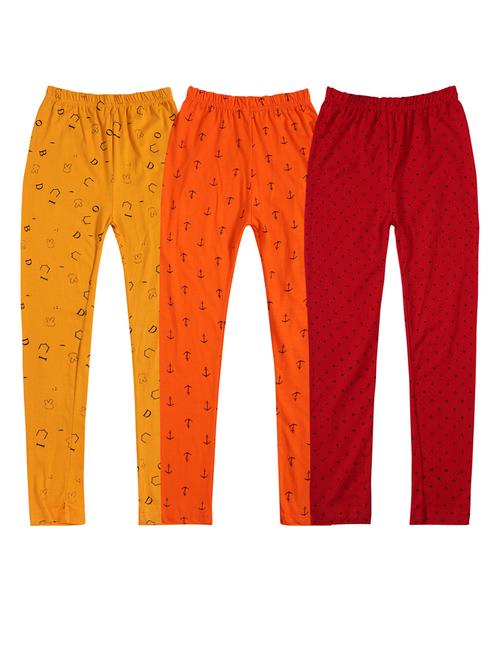 girls set of 3 multi color printed leggings - 20574544 - Very Small Image - 1