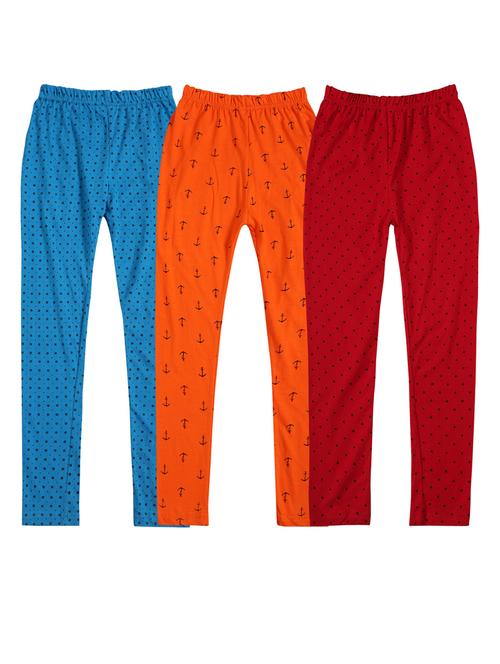 girls set of 3 multi color printed leggings - 20574548 - Very Small Image - 1