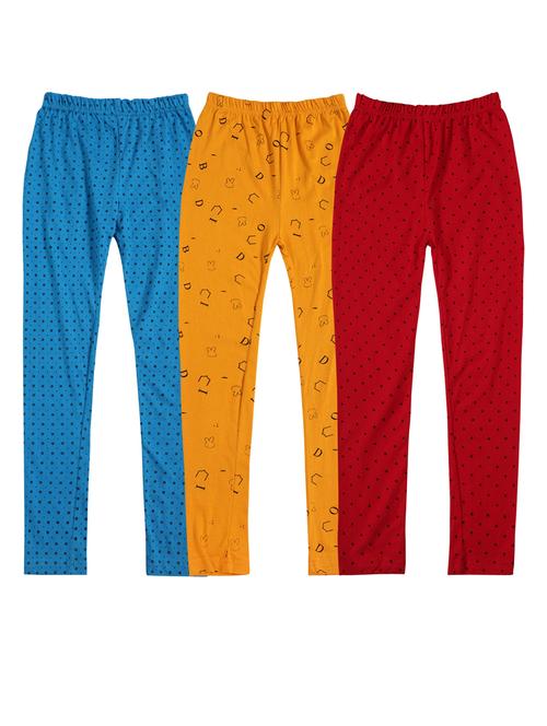 girls set of 3 multi color printed leggings - 20574549 - Very Small Image - 1