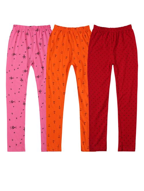 girls set of 3 multi color printed leggings - 20574551 - Very Small Image - 1