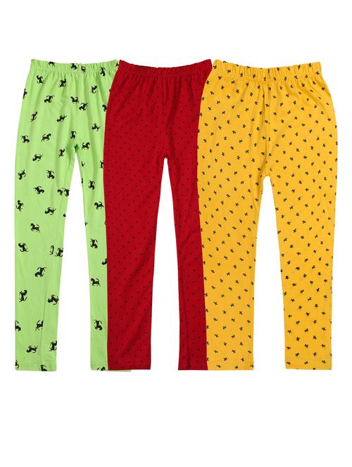 girls set of 3 multi color printed leggings - 20574552 - Very Small Image - 1