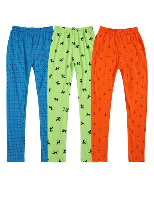 girls set of 3 multi color printed leggings - 20574567 - Very Small Image - 1