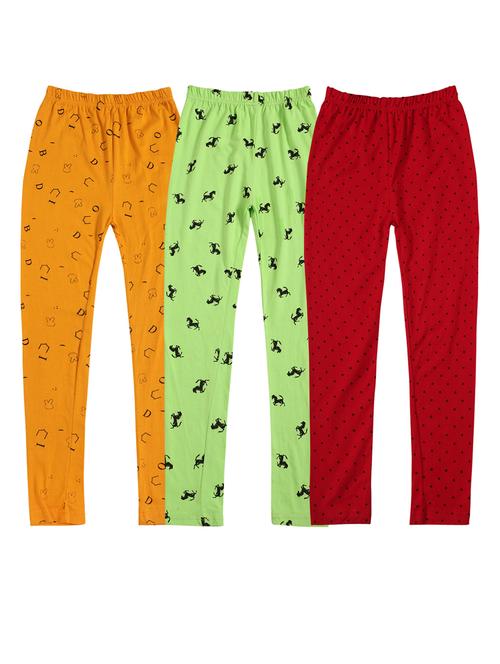 girls set of 3 multi color printed leggings - 20574576 - Very Small Image - 1