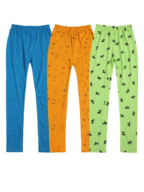 girls set of 3 multi color printed leggings - 20574578 - Very Small Image - 1