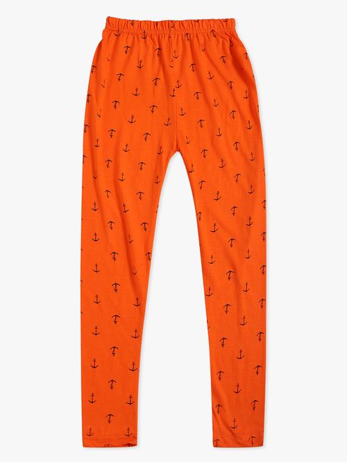 girls orange printed leggings - 20574604 - Very Small Image - 1