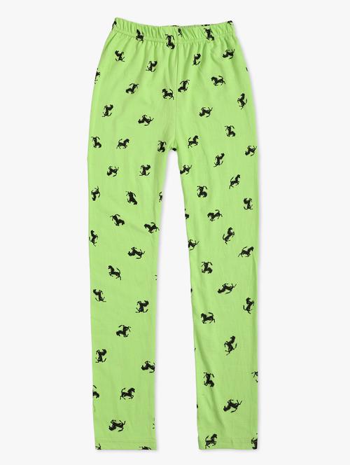 girls green printed leggings - 20574605 - Very Small Image - 1