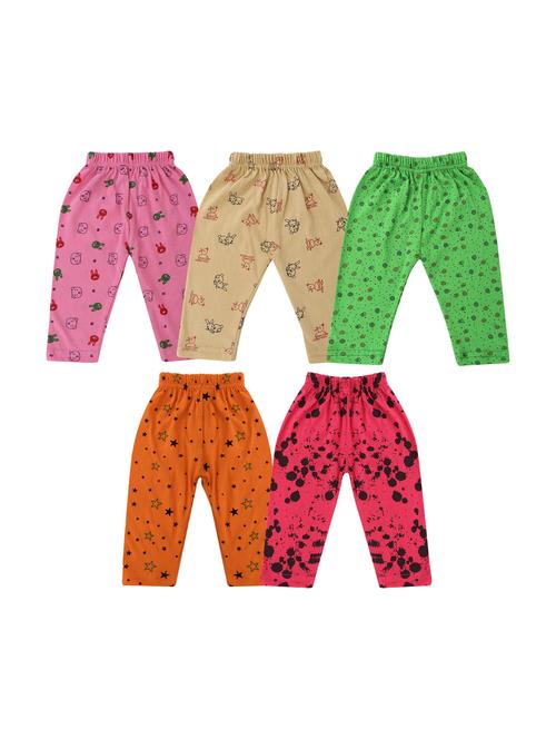 girls set of 5 printed multi coloured leggings - 20575543 - Very Small Image - 1