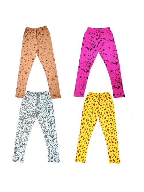 girls set of 4 printed multi coloured leggings - 20577488 - Very Small Image - 1
