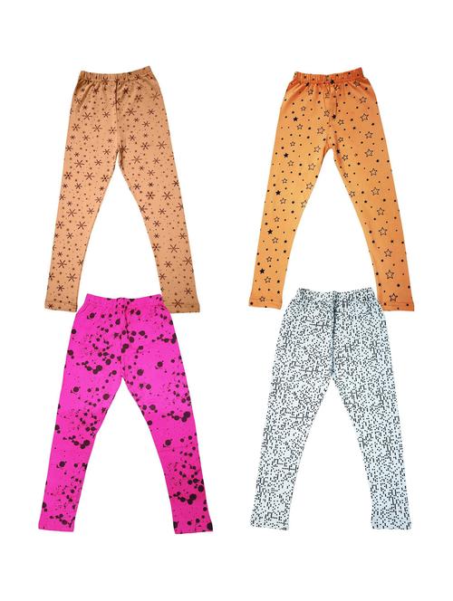 girls set of 4 printed multi coloured leggings - 20577491 - Very Small Image - 1