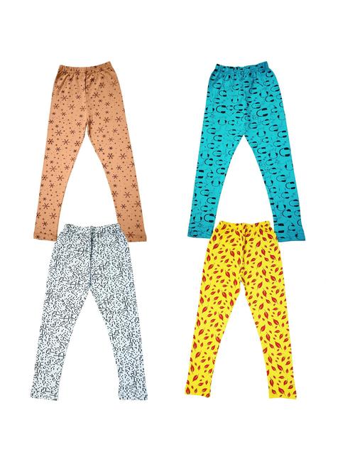 girls set of 4 printed multi coloured leggings - 20577492 - Very Small Image - 1