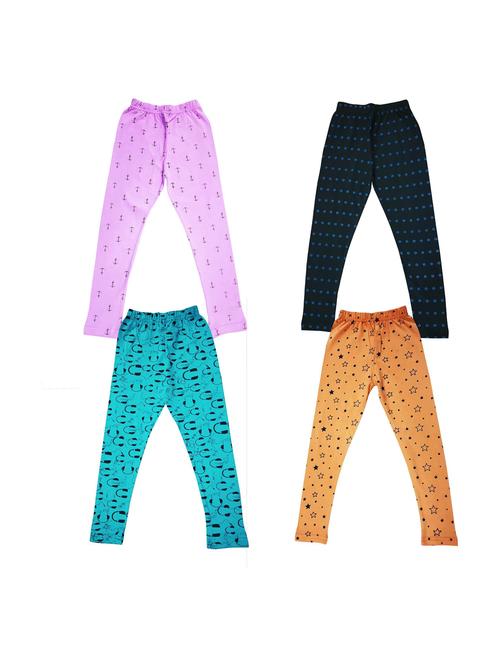 girls set of 4 printed multi coloured leggings - 20577494 - Very Small Image - 1