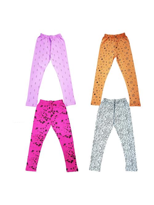 girls set of 4 printed multi coloured leggings - 20577524 - Very Small Image - 1