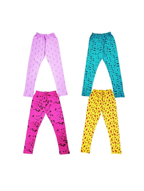 girls set of 4 printed multi coloured leggings - 20577526 - Very Small Image - 1