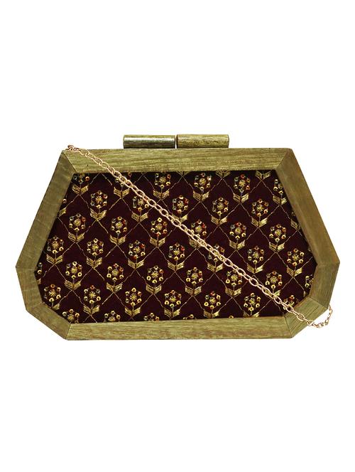 women maroon solid with work box clutch - 20584186 - Very Small Image - 1