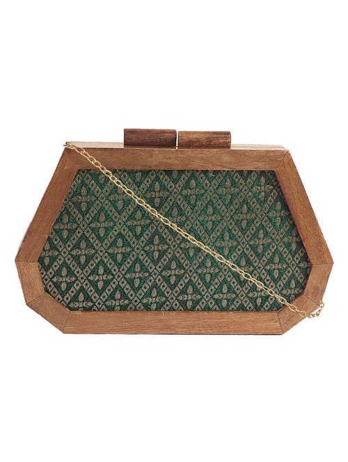women green self design box clutch - 20584204 - Very Small Image - 1