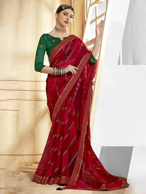 women red embellished saree - 20584271 - Very Small Image - 1