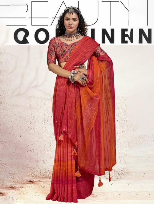 women multi color stripes embellished saree - 20584303 - Very Small Image - 1
