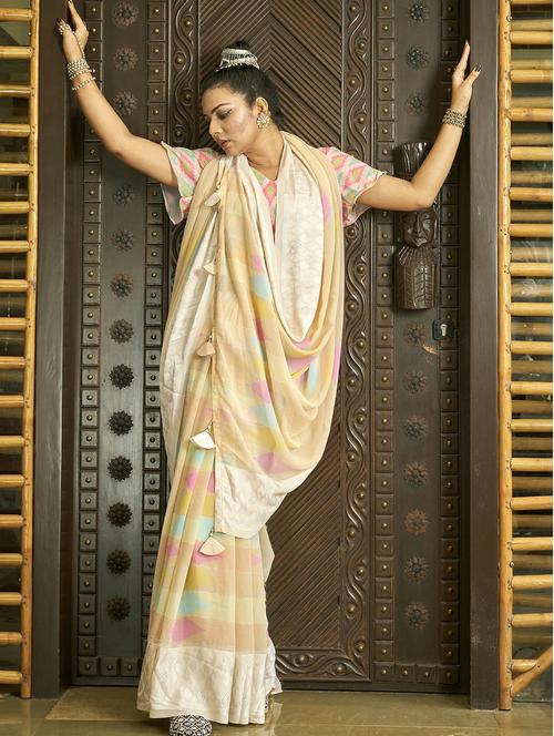 women multi color printed embellished saree with blouse - 20584350 - Very Small Image - 1