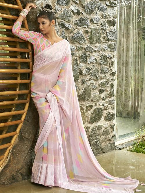 women multi color printed embellished saree with blouse - 20584351 - Very Small Image - 1