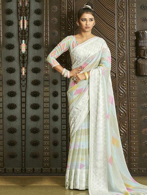 women multi color printed embellished saree with blouse - 20584352 - Very Small Image - 1