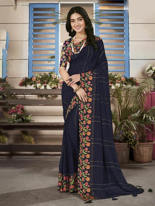 maroon georgette printed saree with blouse - 20584764 - Very Small Image - 1