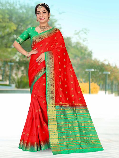 self design banarasi saree with blouse - 20584958 - Very Small Image - 1