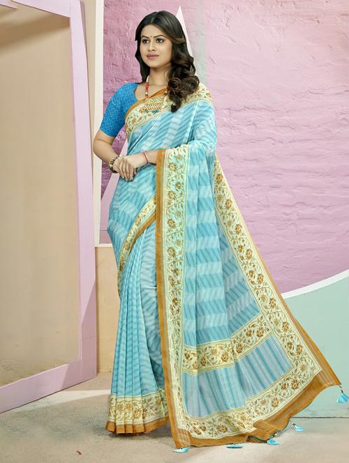 chevron printed saree with blouse - 20585005 - Very Small Image - 1