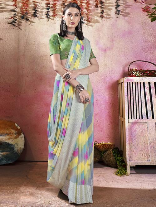 multi colored georgette printed saree - 20585326 - Very Small Image - 1