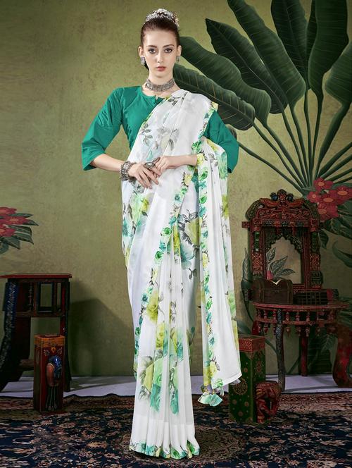 floral printed saree with blouse - 20585364 - Very Small Image - 1