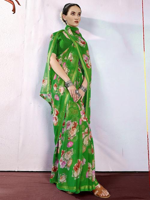 floral printed saree with blouse - 20585467 - Very Small Image - 1