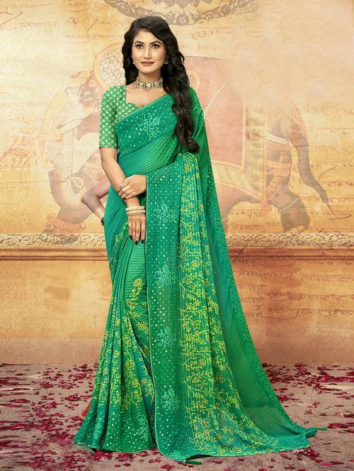 sea green printed saree - 20585682 - Very Small Image - 1