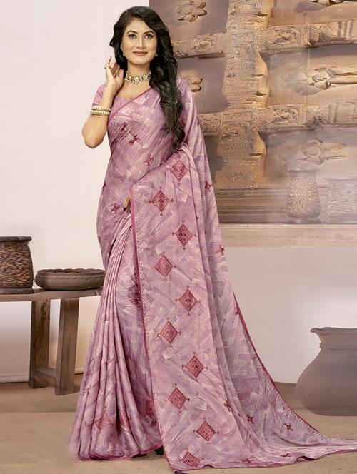 women pink embroidered saree with blouse - 20585877 - Very Small Image - 1