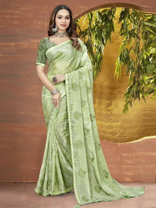 women's self design green colored saree - 20586010 - Very Small Image - 1