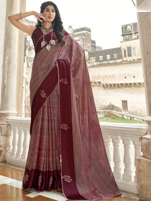 red brasso embroidered saree - 20586156 - Very Small Image - 1