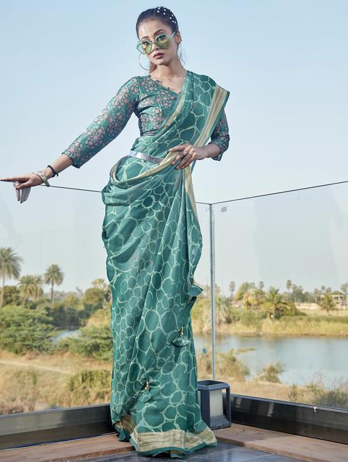 women green embellished saree with blouse - 20586308 - Very Small Image - 1