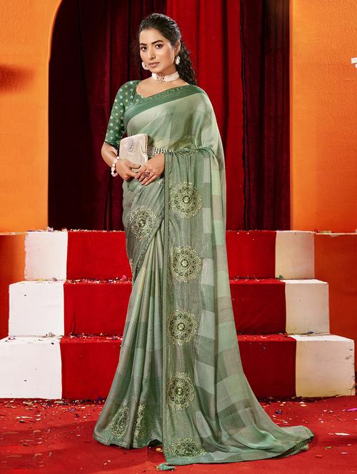 women's embroidered saree with blouse - 20586365 - Very Small Image - 1